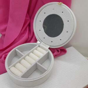 Alhajero mini redondo con espejo blanco (10cm)