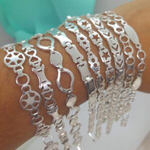 Mega Promo 10 pulseras acero blanco surtidas